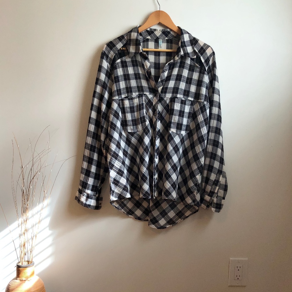 Free People Plaid Snap-Front Tunic